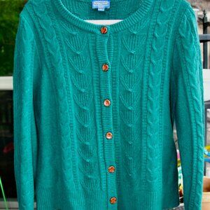 Ladies, all wool Collegiate green Pendleton cardigan sweater-size large